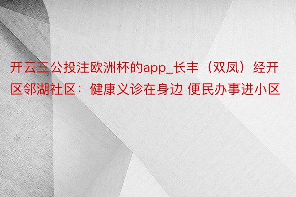 开云三公投注欧洲杯的app_长丰（双凤）经开区邻湖社区：健康义诊在身边 便民办事进小区